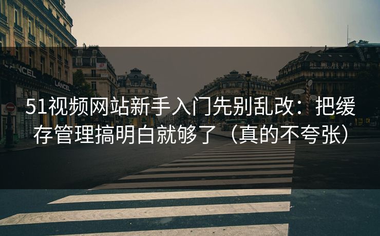 51视频网站新手入门先别乱改：把缓存管理搞明白就够了（真的不夸张）